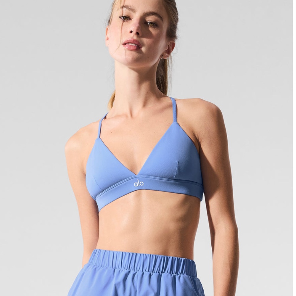 Alo Yoga Splendor Bra Crystal Clear Blue / White Size Small BNWT